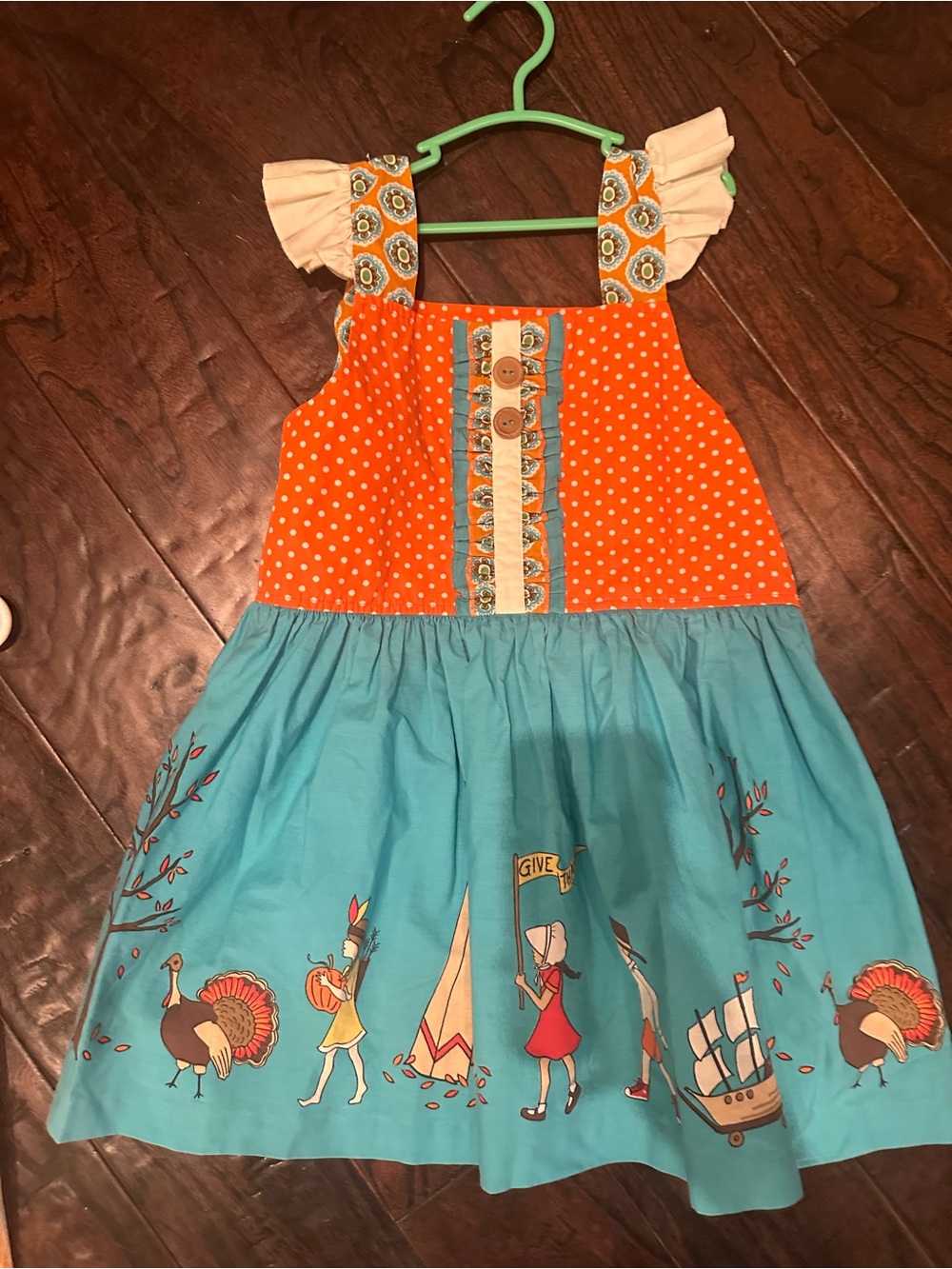 Eleanor Rose Orange and Teal Pilgrim Parade Dress
